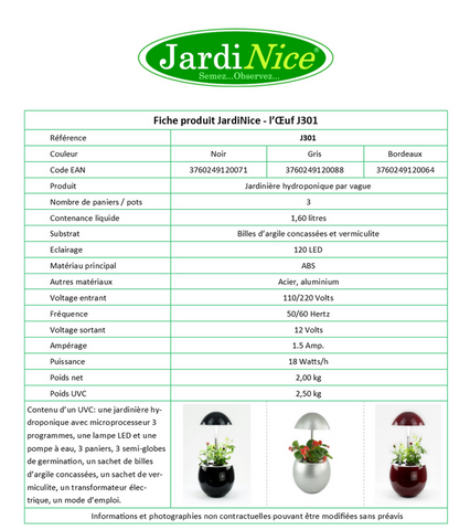 Jardinière hydroponie JardiNice